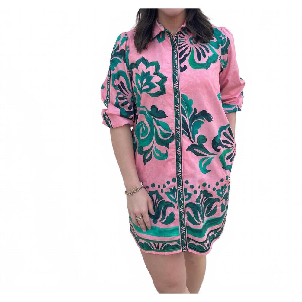 NEW MAUDE VIVANTE ava emerald blush dress in pink